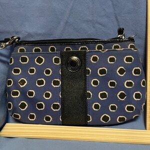 Coach Blue and Black Polka Dot Wristlet